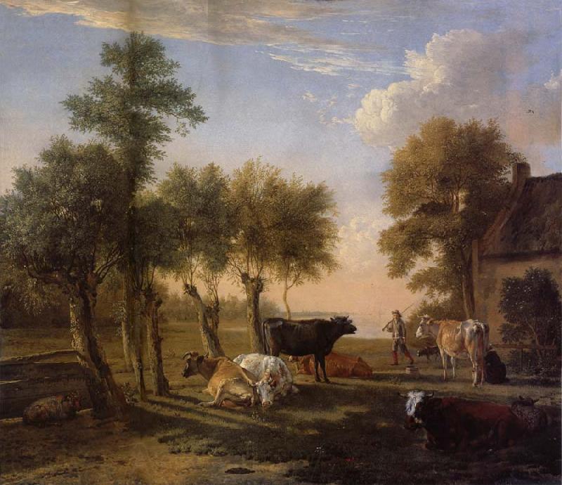 REMBRANDT Harmenszoon van Rijn Cows in the Meadow near a Farm France oil painting art
